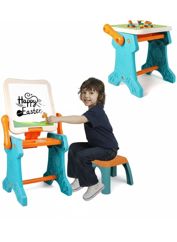 2-in-1 Kids Educational Table with Dual-Sided Drawing Board  Whiteboard and Chalkboard  Activity Table for Creativity, Learning Letters and Numbers Easy No-Screw Assembly  Suitable for Children Ages 3 and Up - Image 1